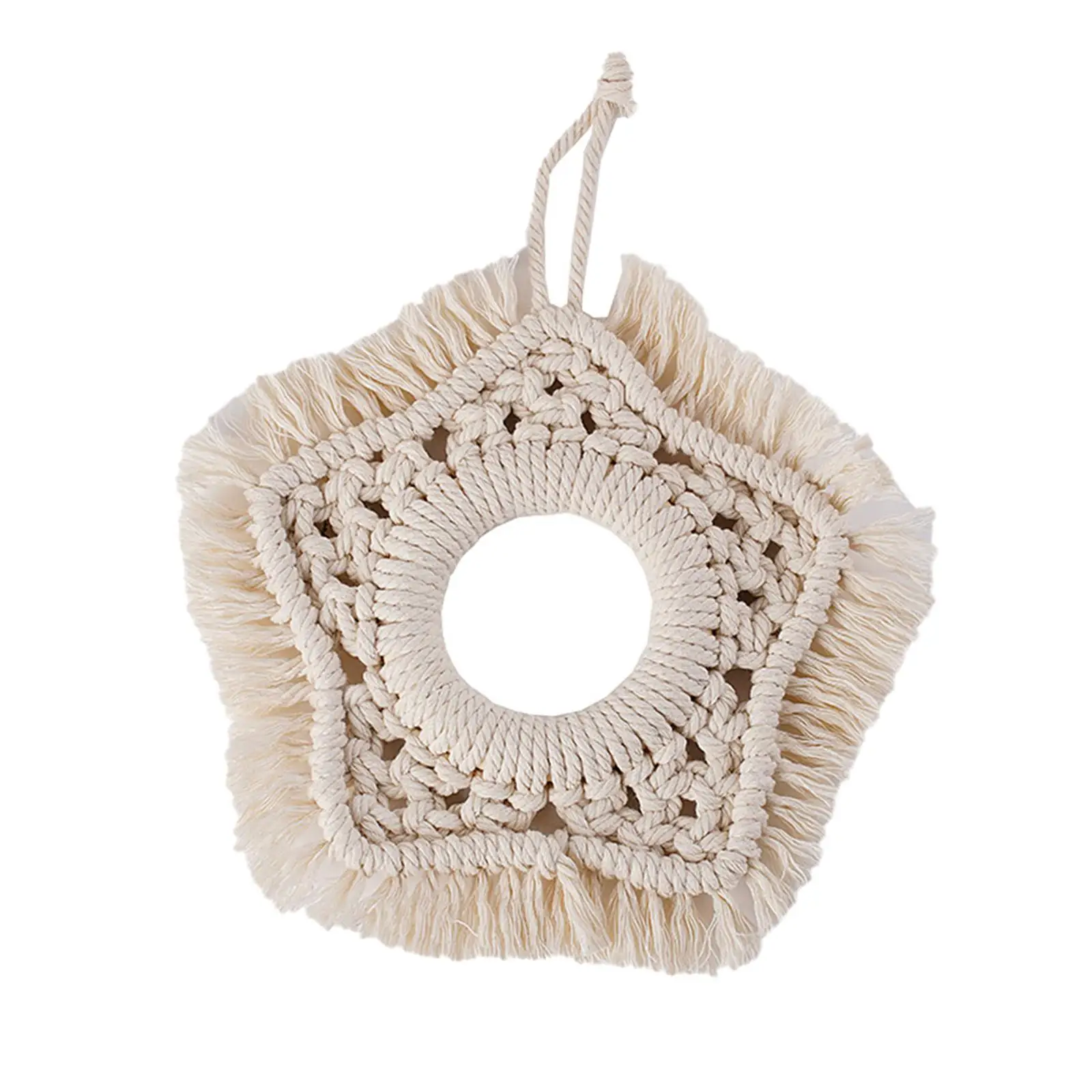Chic Macrame Woven Wall Hanging Bohemian Crafts Pendant for Dorm Bedroom Wedding Decoration