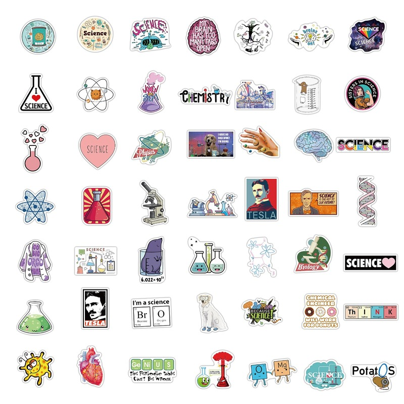10/50/100 Stück Chemie Wissenschaft Graffiti Aufkleber Wasserdicht Gitarre Laptop Pad Telefon Wasser Tasse Koffer Skateboard Neuheit – Detail 6