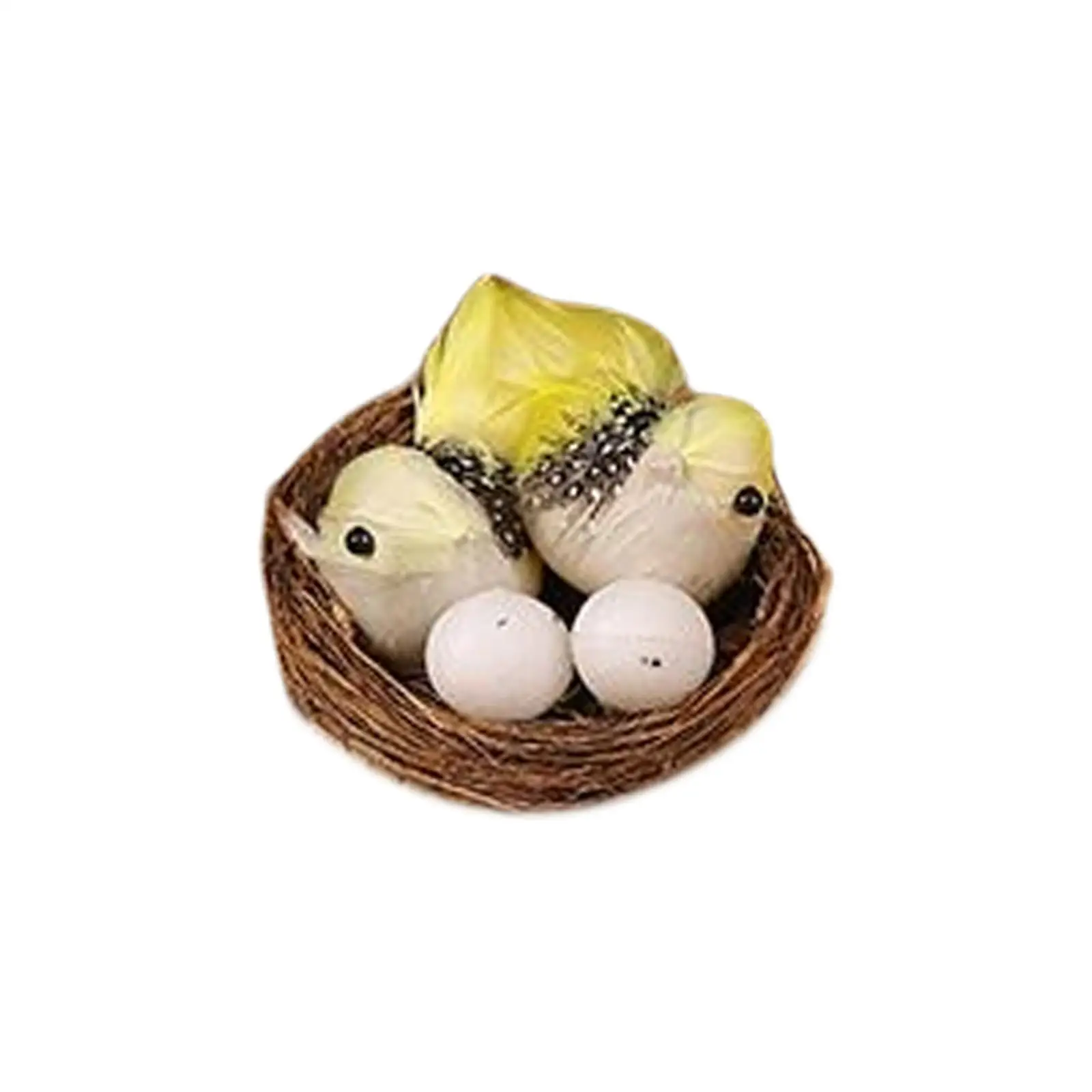 Artificial Easter Birds Nest with Eggs Handmade for Lawn Home Decoration