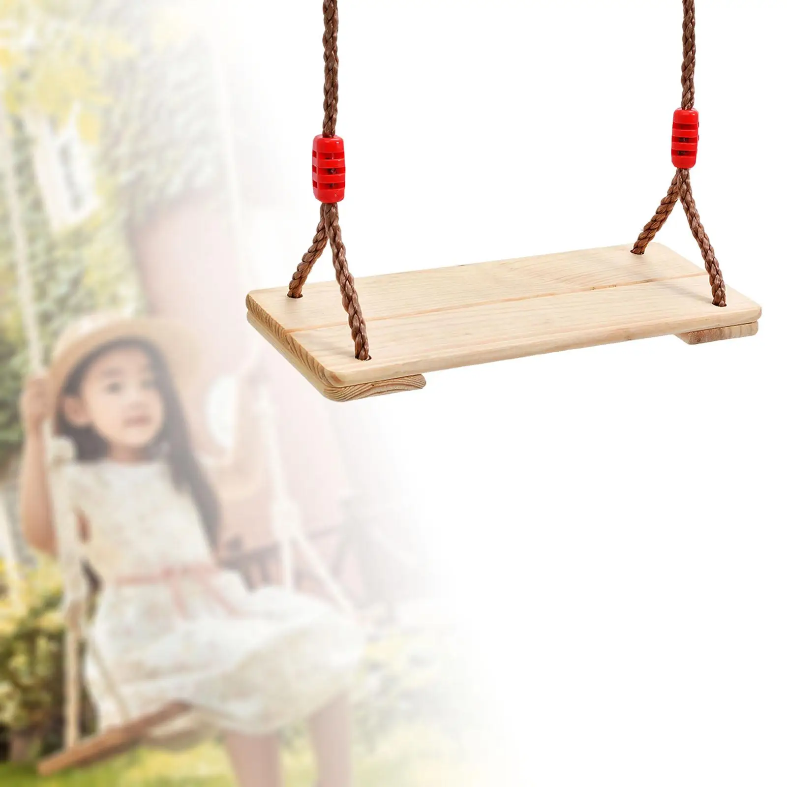 Kids Wooden Swings Garden Swing Seat Chair Toddler Toys with Rope Durable Baby Hanging Swing for Playground Backyard Garden Yard