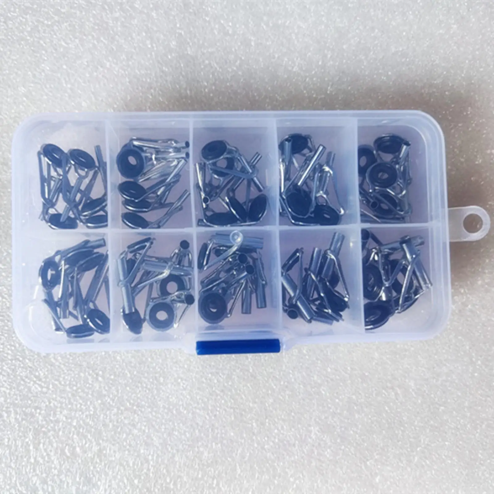 50Pcs Fishing Rod Guides Ring Set Mixed Size in A Box Lightweight Guides Replacement Sturdy Guides Line Rings for Rod Rebuilding