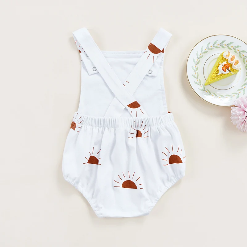 Summer Newborn Infant Baby Boys Girls Sun Print Backless Rompers Playsuit Jumpsuit Overalls for Kids Sleeveless Baby Clothing Baby Bodysuits are cool