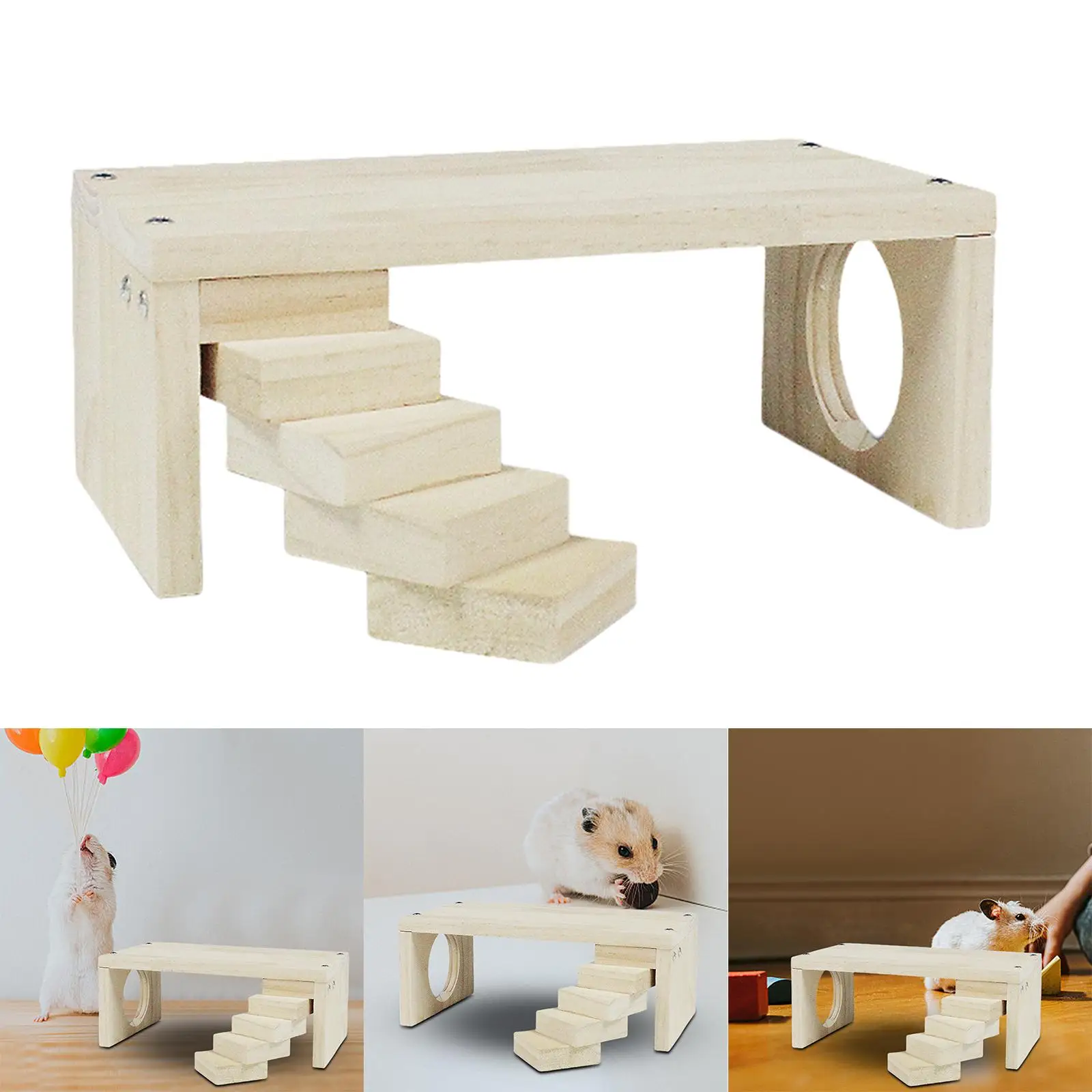 Hamster Climbing Toy Stairs Cage Playground Toys Landscaping Budgie Parakeet Climb Parrot Wooden Hamster Platform for Hamsters
