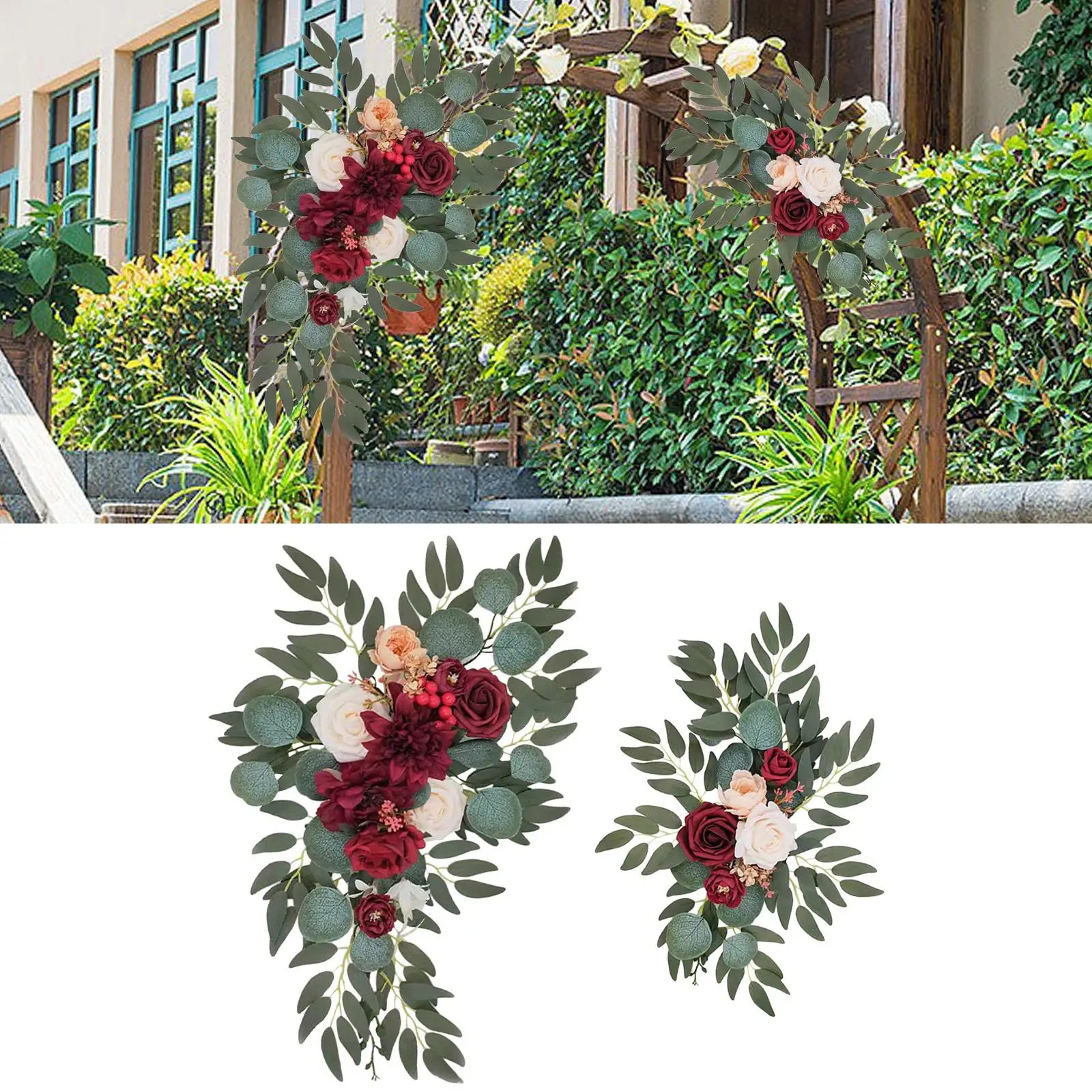 2 Pieces Artificial Flower Swag Sunflowers Decoration Rustic Display Fake Plant Flower Garland for Garden Door Ceremony Lintel