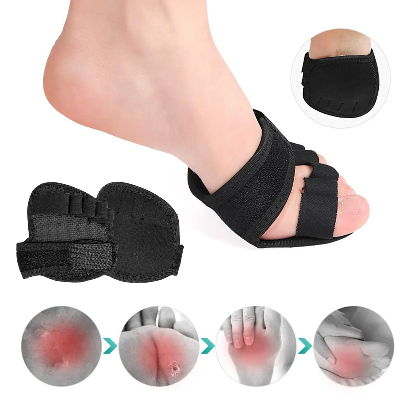 Universal Forefoot Pads Sbr Toe Separator     Toement  Valgus  Crooked Toes for Unisex