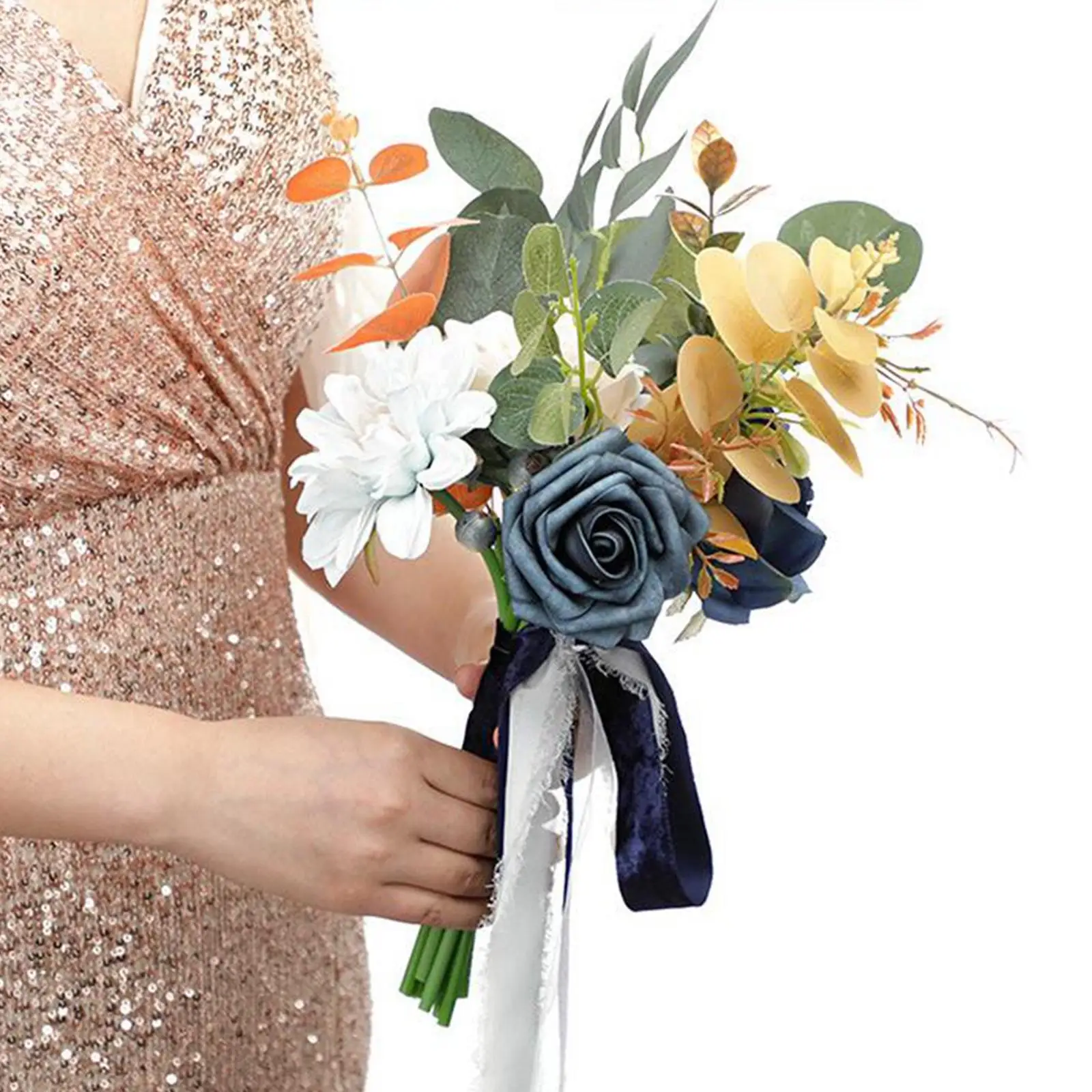 Wedding Bridal Bouquet Holding Flower Artificial Peony Rose Flower Bouquet for Anniversary