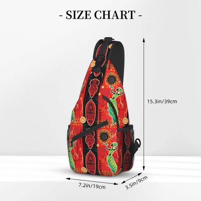 Mochila cruzada con patrón de elementos africanos para hombres