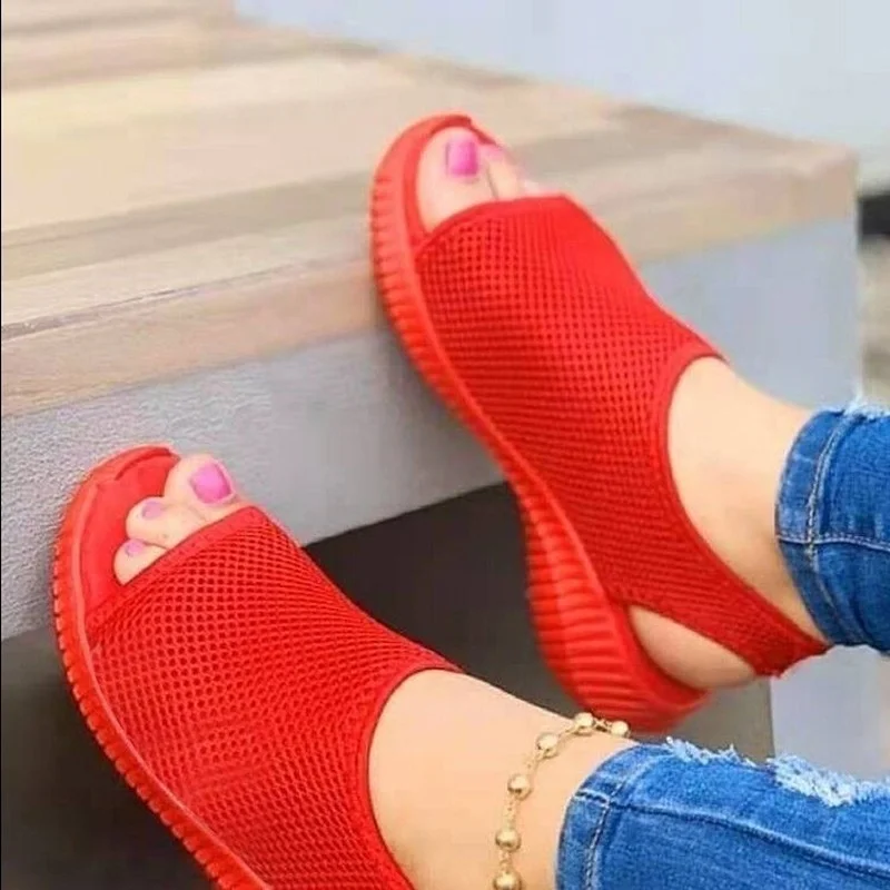 wedge heels for women Summer Women Shoes 2022 Mesh Fish Platform Shoes Women's Closed Toe Wedge Sandals Ladies Light Casual Sandals Zapatillas Muje strappy wedge sandals