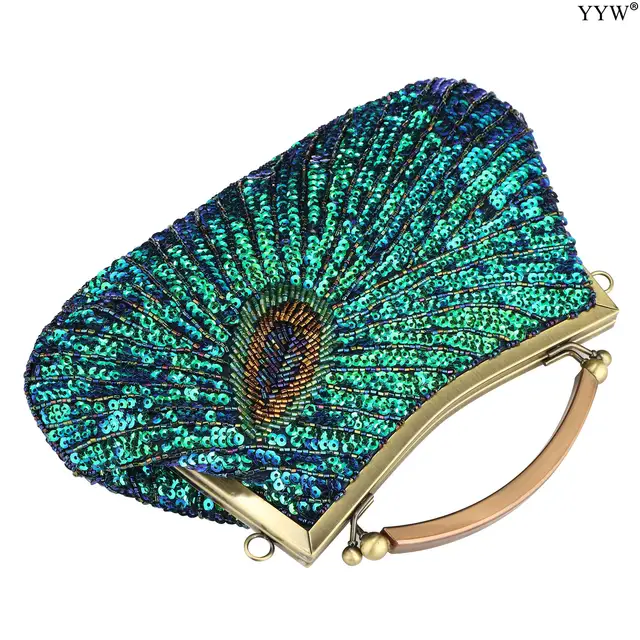 Playful Peacock Crystal Clutch Purse | Little Luxuries Designs