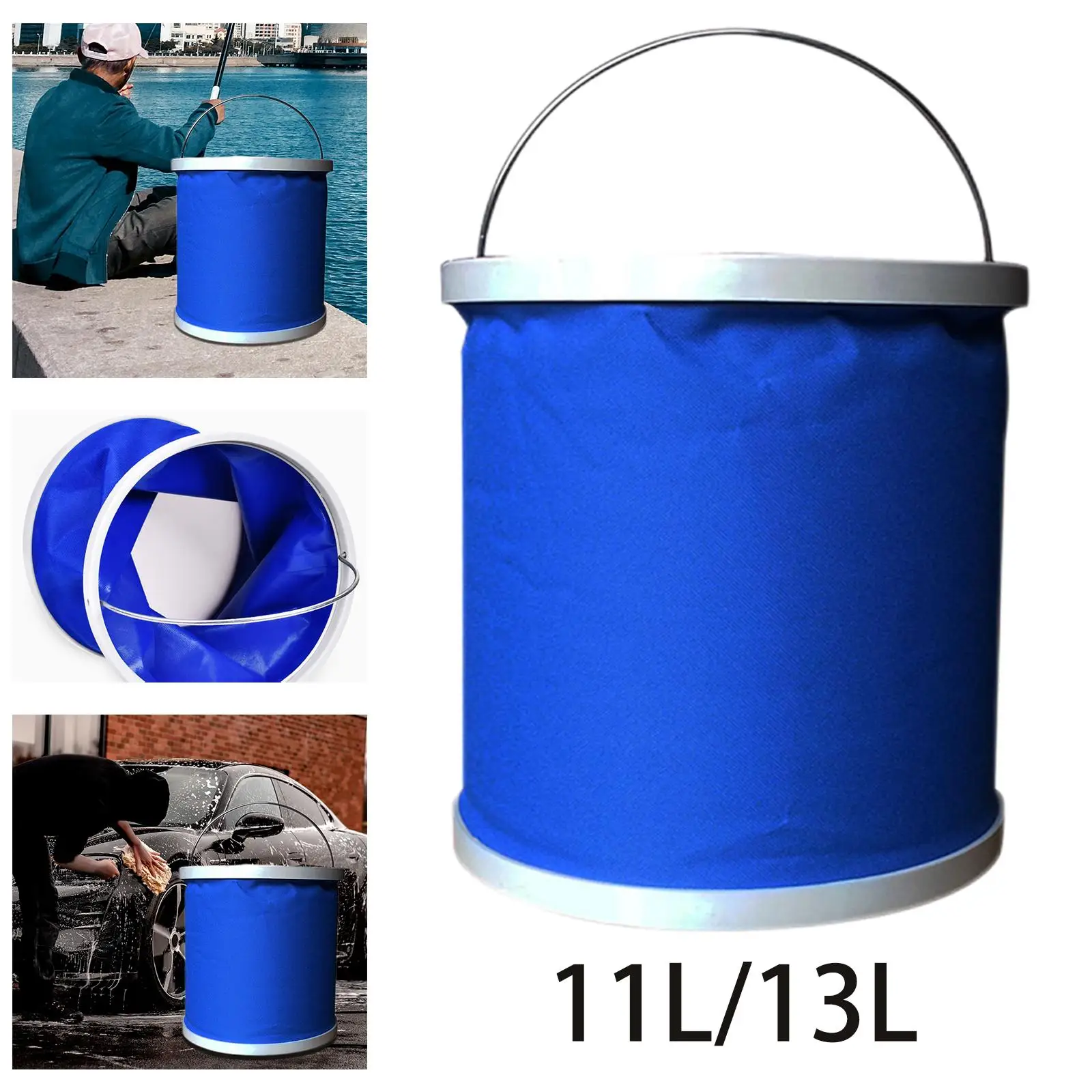 Folding Outdoor Collapsible Bucket Carrier Wash Basin Car Trash Cans Retractable Camping for Fishing Car Washing Hiking Picnic