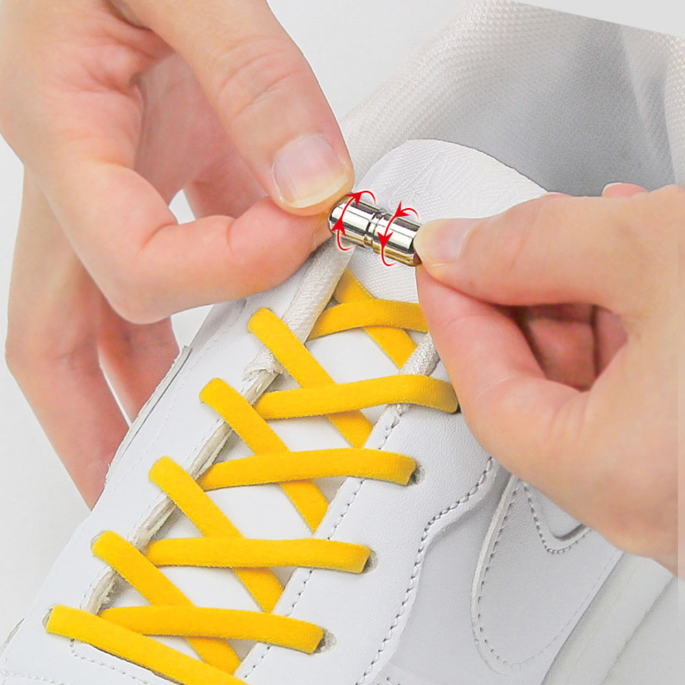 Elastische Schnürsenkel ohne Binden, Halbkreis-Schnürsenkel für elastische Schnürsenkel, Verschlüsse, Metall-Turnschuhe, schnelle Lazy-Schnürsenkel mit Metallverschluss, Schnürsenkel – Detail 5