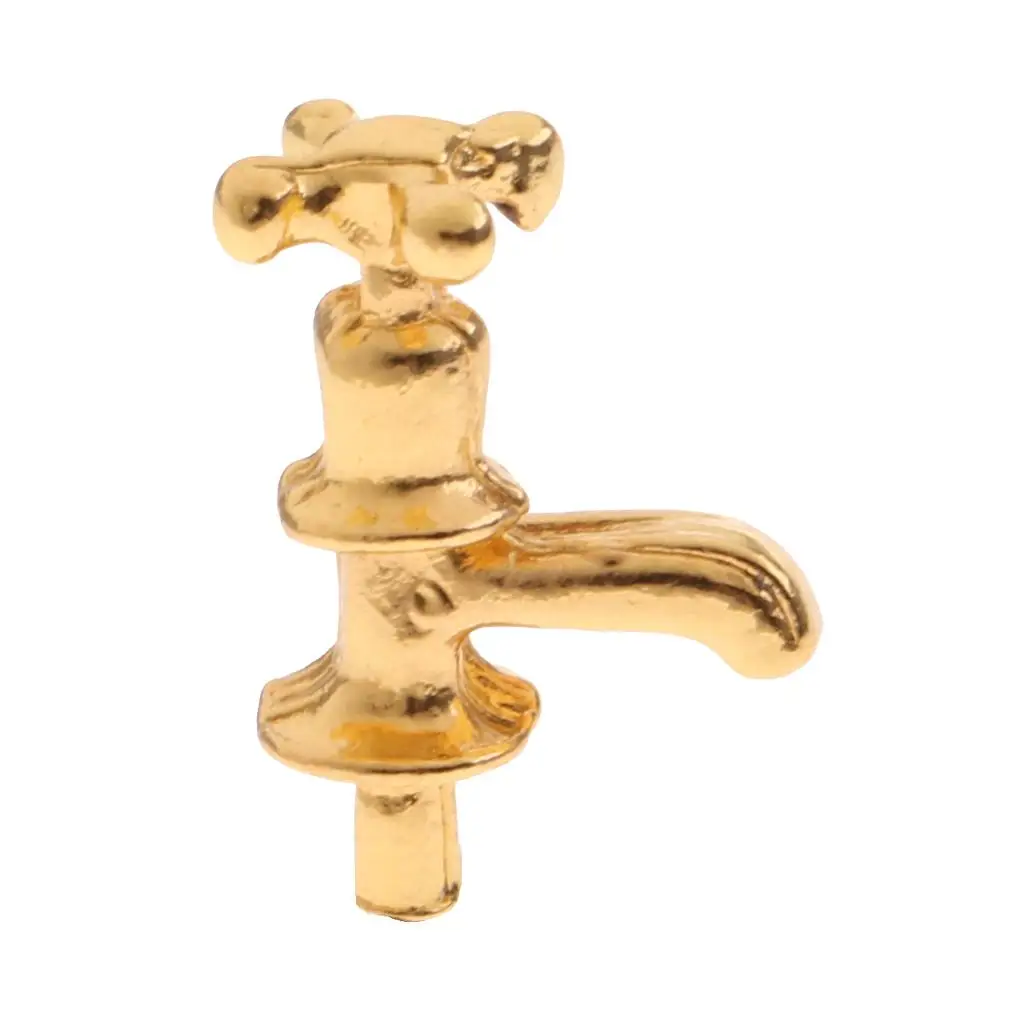 10 Pieces Miniature Metal Water Faucet Tap /12 Dolls House Accessories Gold