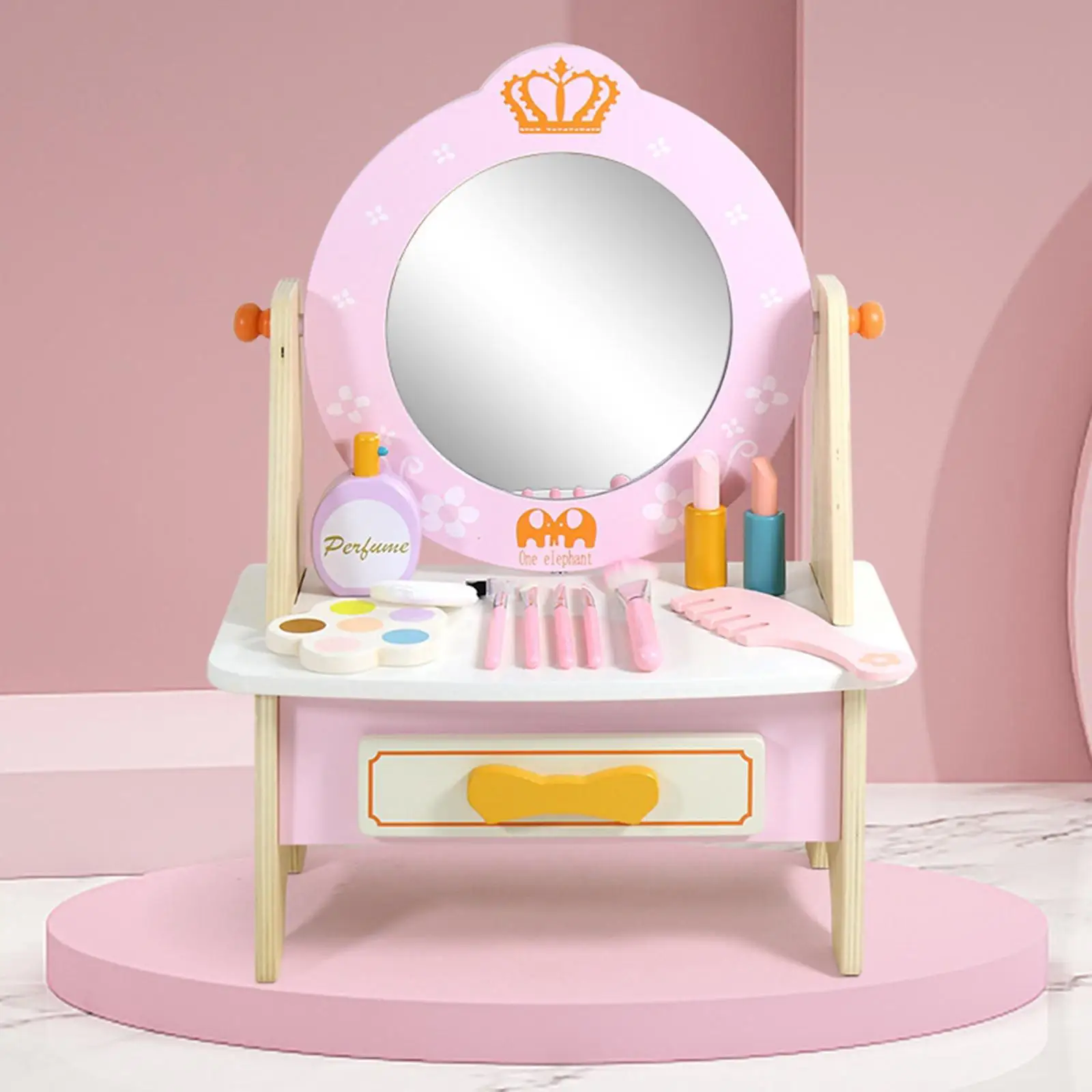 Simulation Makeup Table Toys Beauty Playset Role Play Princess Vanity Table with Makeup Accessories for Toddler Birthday Gifts