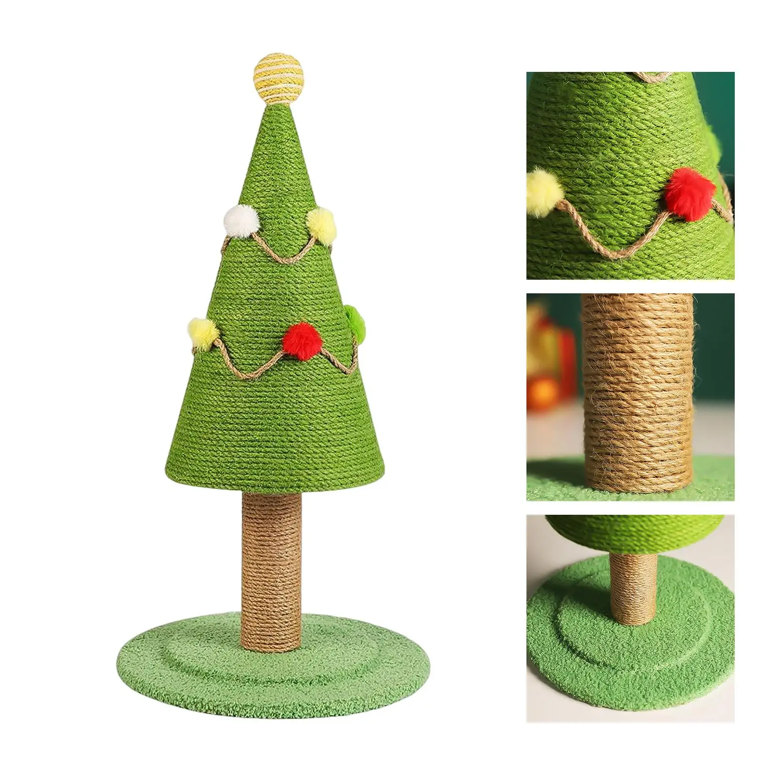 Sisal Cat Scratch Post Xmas  Protective Home Decor Replacement Decorative Claw Scratching for Kitten Bedroom Yard