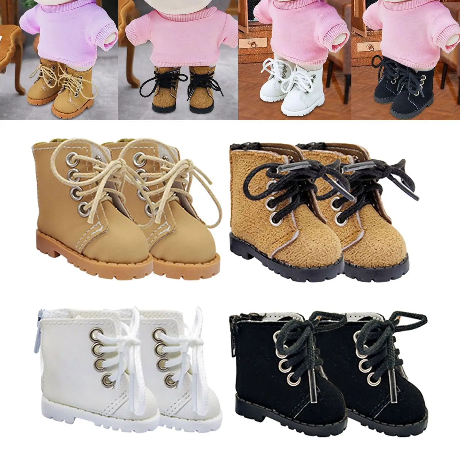 1 Pair 1/6 Doll Shoes Decor Kids Toys Accessory Handmade Boots Miniature Model for 20cm Ball Jointed Dolls Dress up DIY Gift