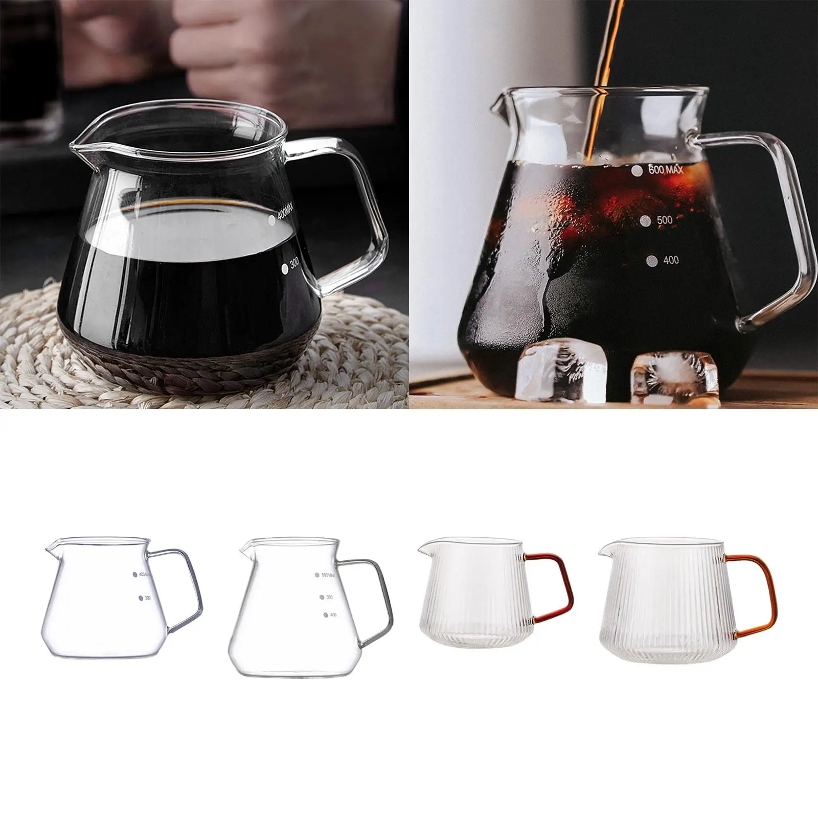 Glass Coffee Pot Reusable Pour over Coffee Maker Pot for Home Travel Camping