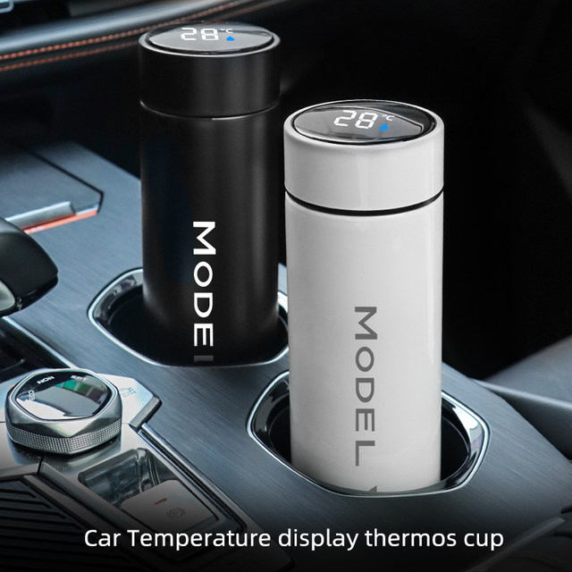 Tesla Logo Thermos Bottle Stainless Steel 500ml Thermal Cup °C Display