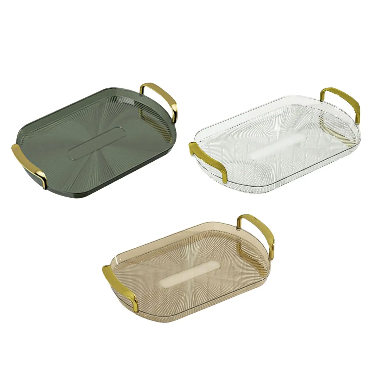 Multipurpose Serving Tray Counter Organizer with Double Handles for Tabletop