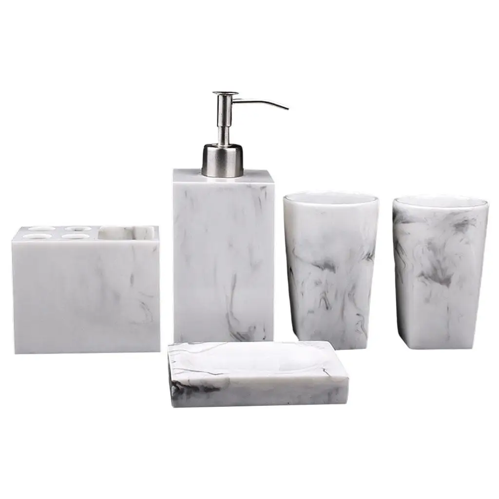 5-pack Bathroom Counter Accessories Set Toothbrush Holder Home Decor
