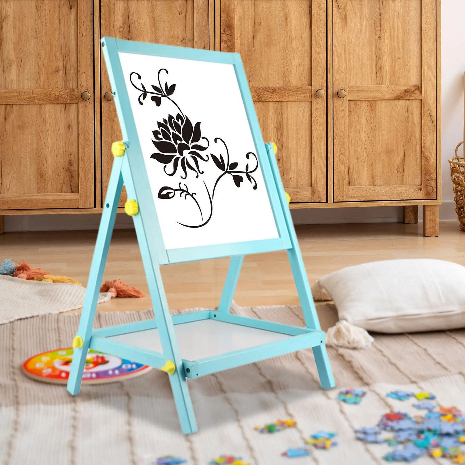 Art Easel Double Sided Whiteboard Chalkboard Painting Accessories Teaching Aid 2 in 1 Easel Double Sided Easel for Kids Children