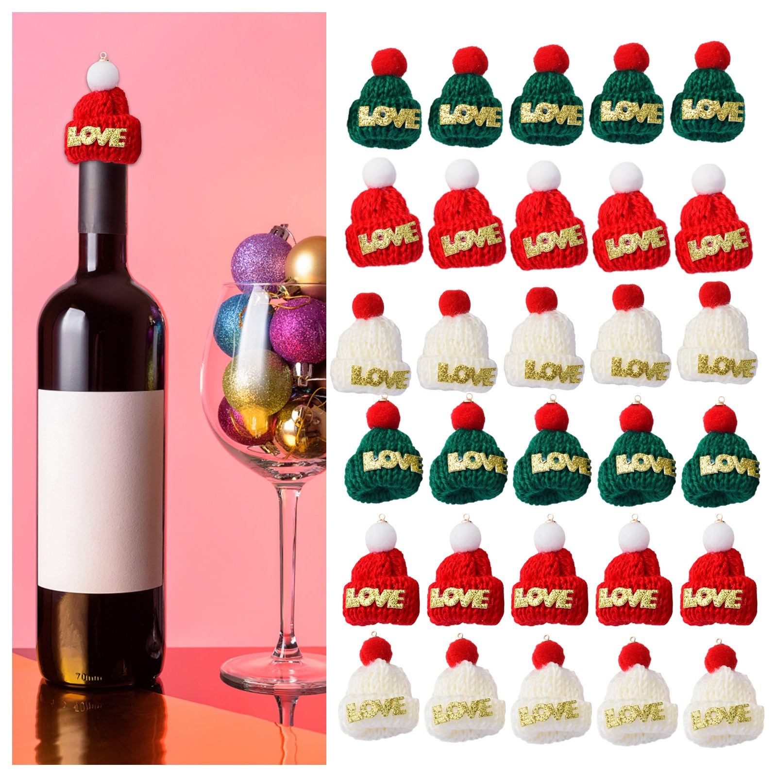 20 Mini Bonnets Et écharpes De Père Noël – Déco De Bouteille Pour Noël – Ambiance Festive Sur La Table Ou Le Sapin