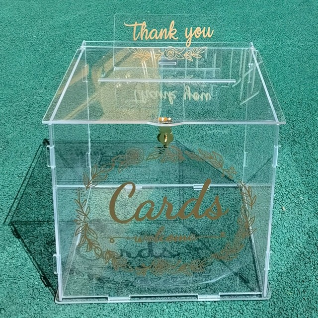 OurWarm Acrylic Wedding Card Box with String Light, Large Gift