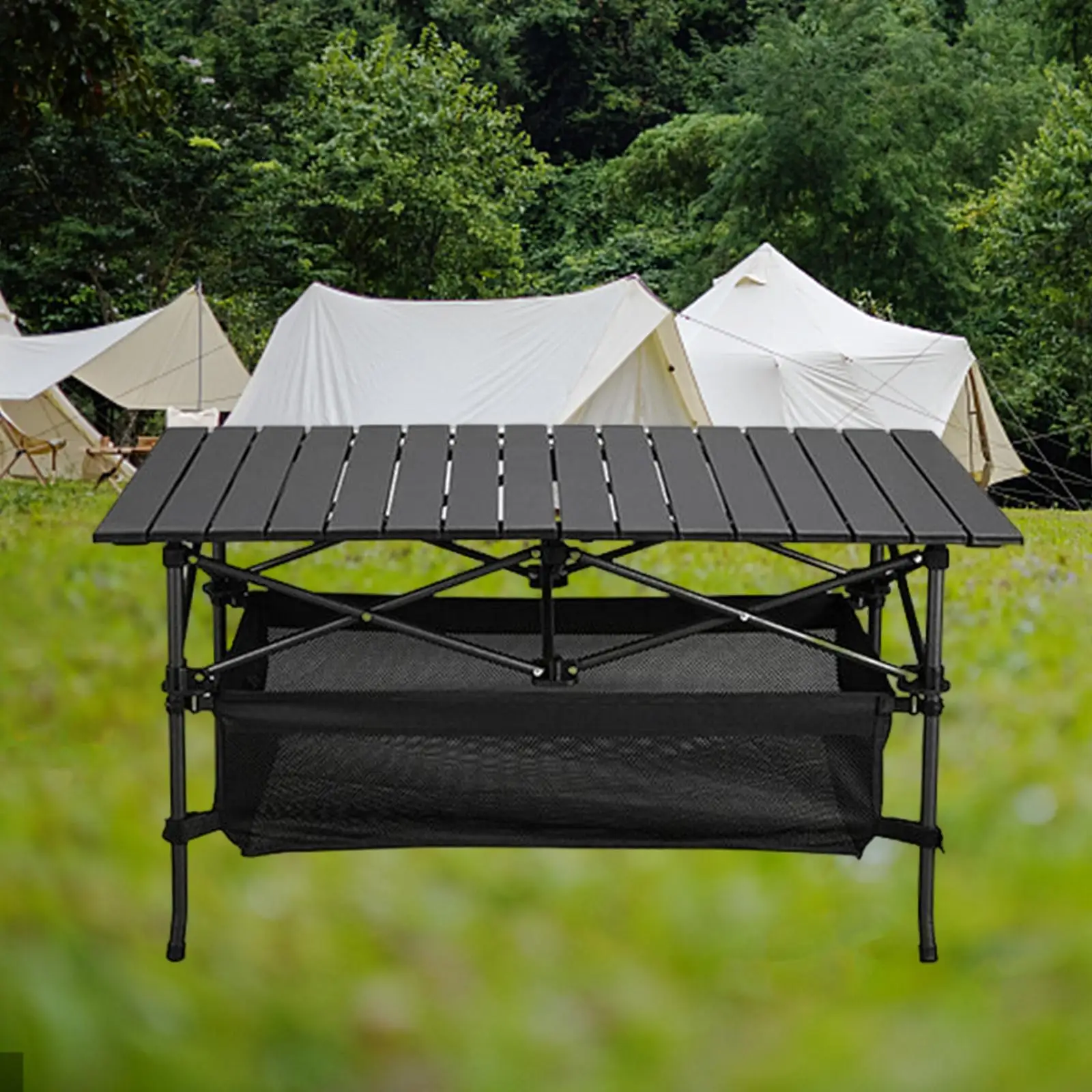 Camping Folding Table Aluminum Table Top with Large Storage Rustless for Fishing Outdoor