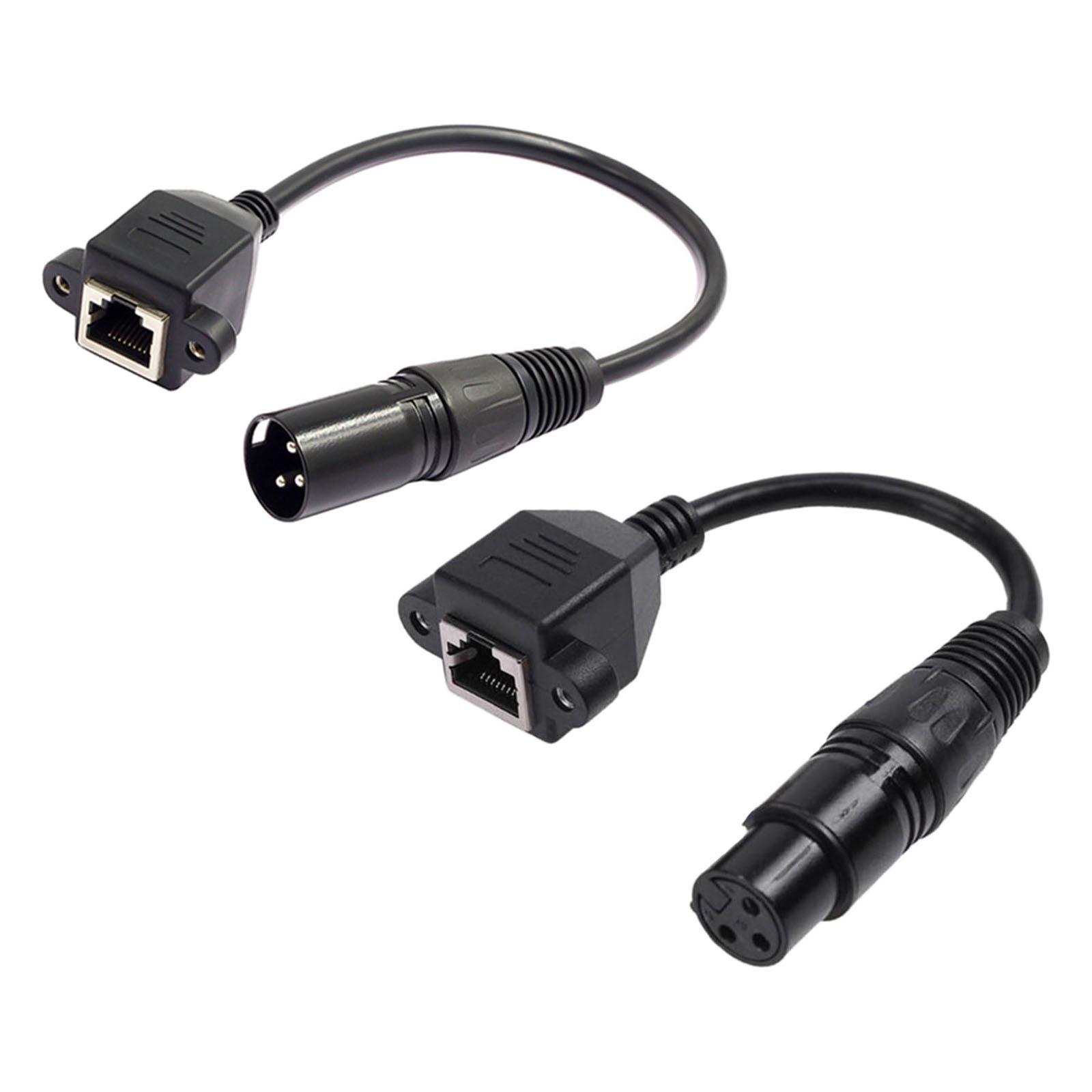 1 Pair 3 Pin XLR to RJ 45 Female Male Adapter Cables, Copper Extension Cable for Dmx Con Controller Series Amplifier Mixer 20cm