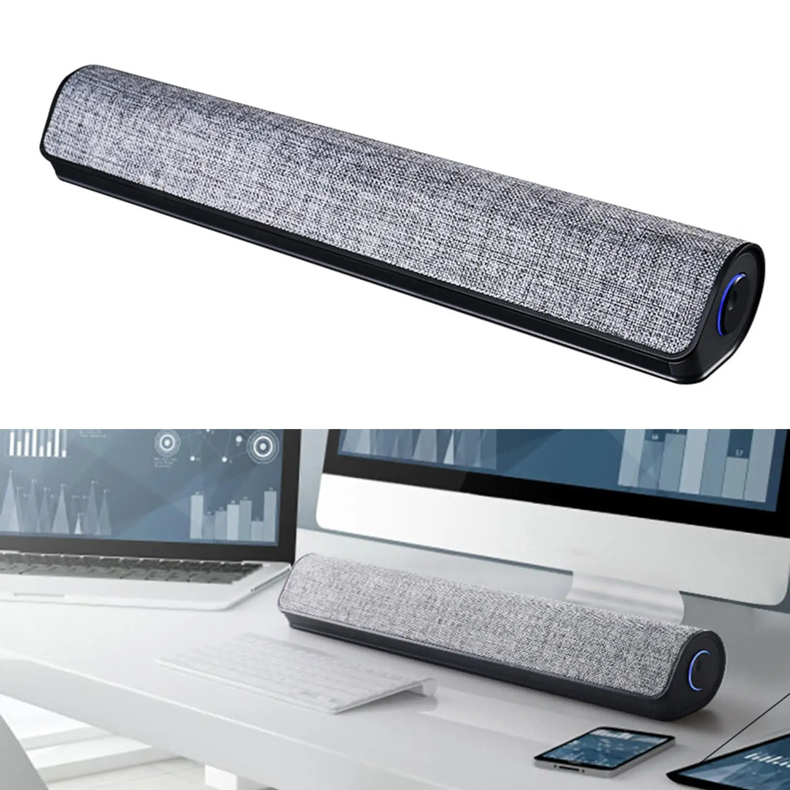 Wired USB Desktop Speaker Stereo Soundbar for Desktop Laptop Plug and Play Stylish