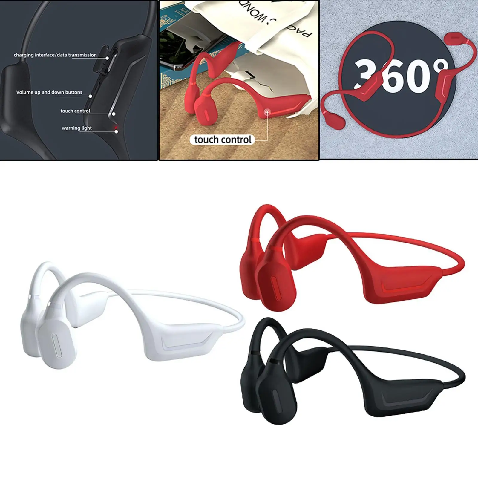 bone conductions Headphones Wireless Earphone 360 Bendable for Sports Indoor