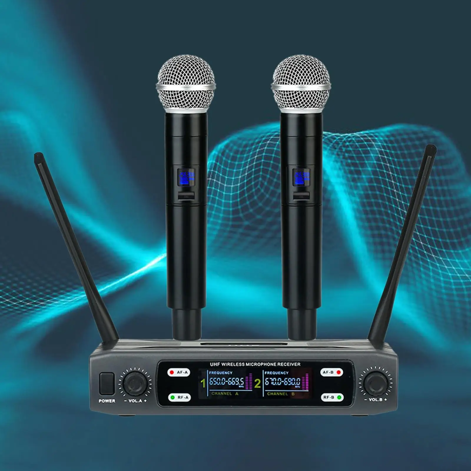 Dual Wireless Microphone System High Performance Premium Dual Wireless Mic Professional for Speech DJ Performance Stage Meeting