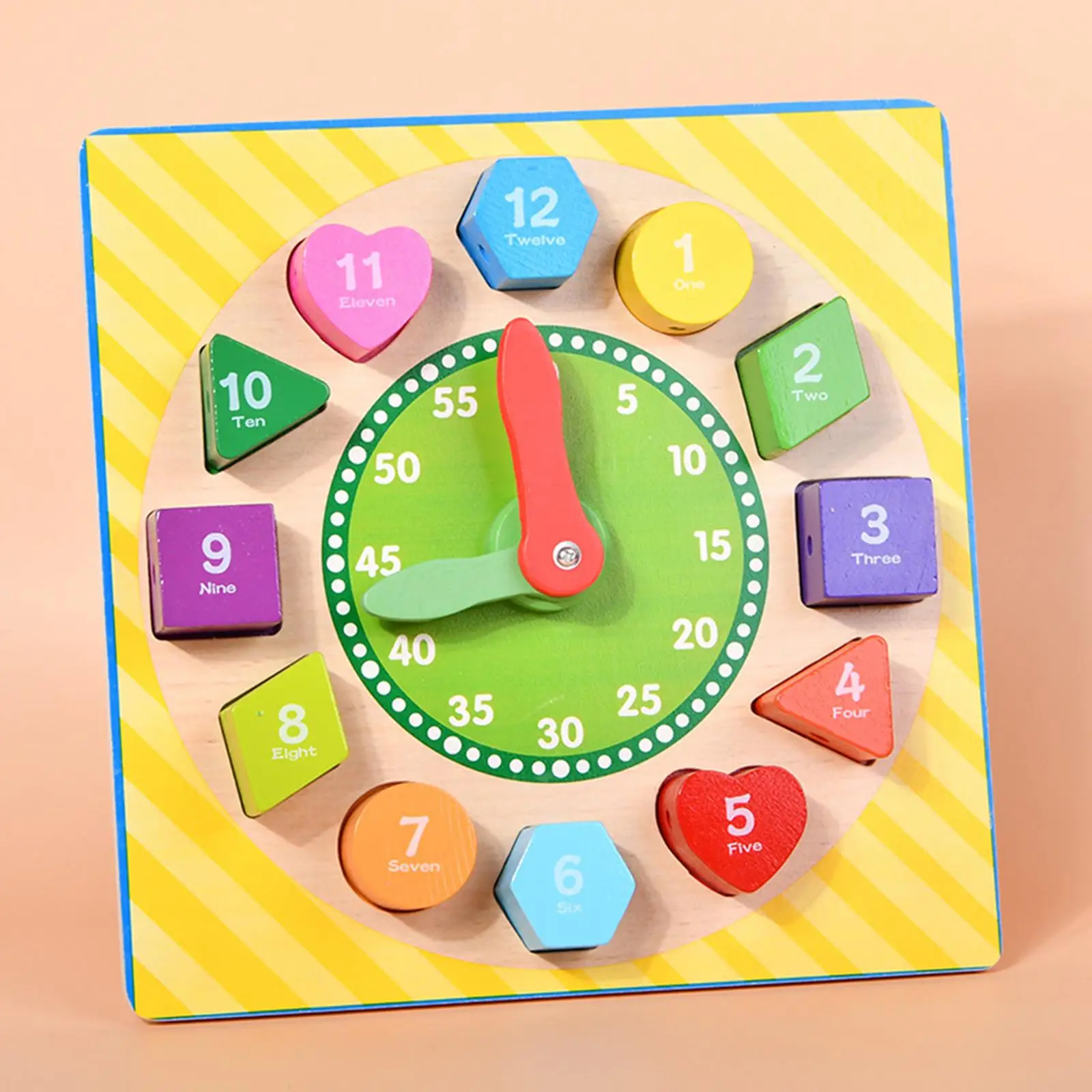 Early Preschool Teaching Aids Montessori Wooden Clock Toy Wooden Tip Block