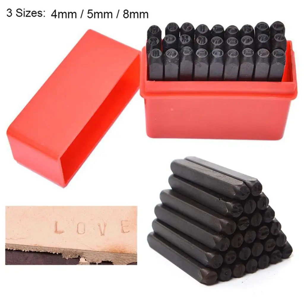 27-Piece LETTER with ``&`` Metal Stamp Punch set Tool Marker 4mm, 5mm, 8mm Options