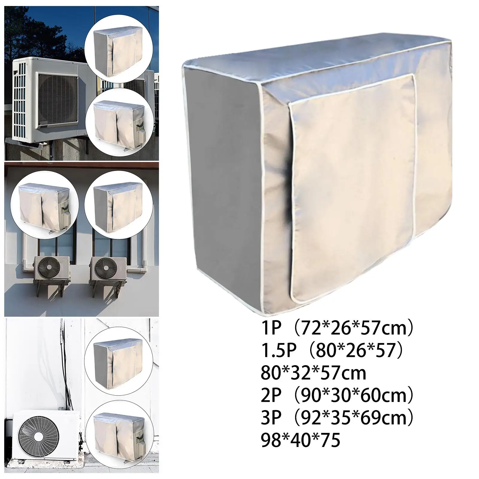 Air Conditioner Cover for Outside Units Sunproof Anti Dust Waterproof Cover Silver Coated Heat Dissipation Split System