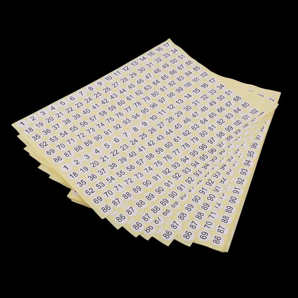 15 Sheets White Round Sticky Numbered Labels Numbers, 2 Self Number Stickers Dots, for Storage Use 10mm