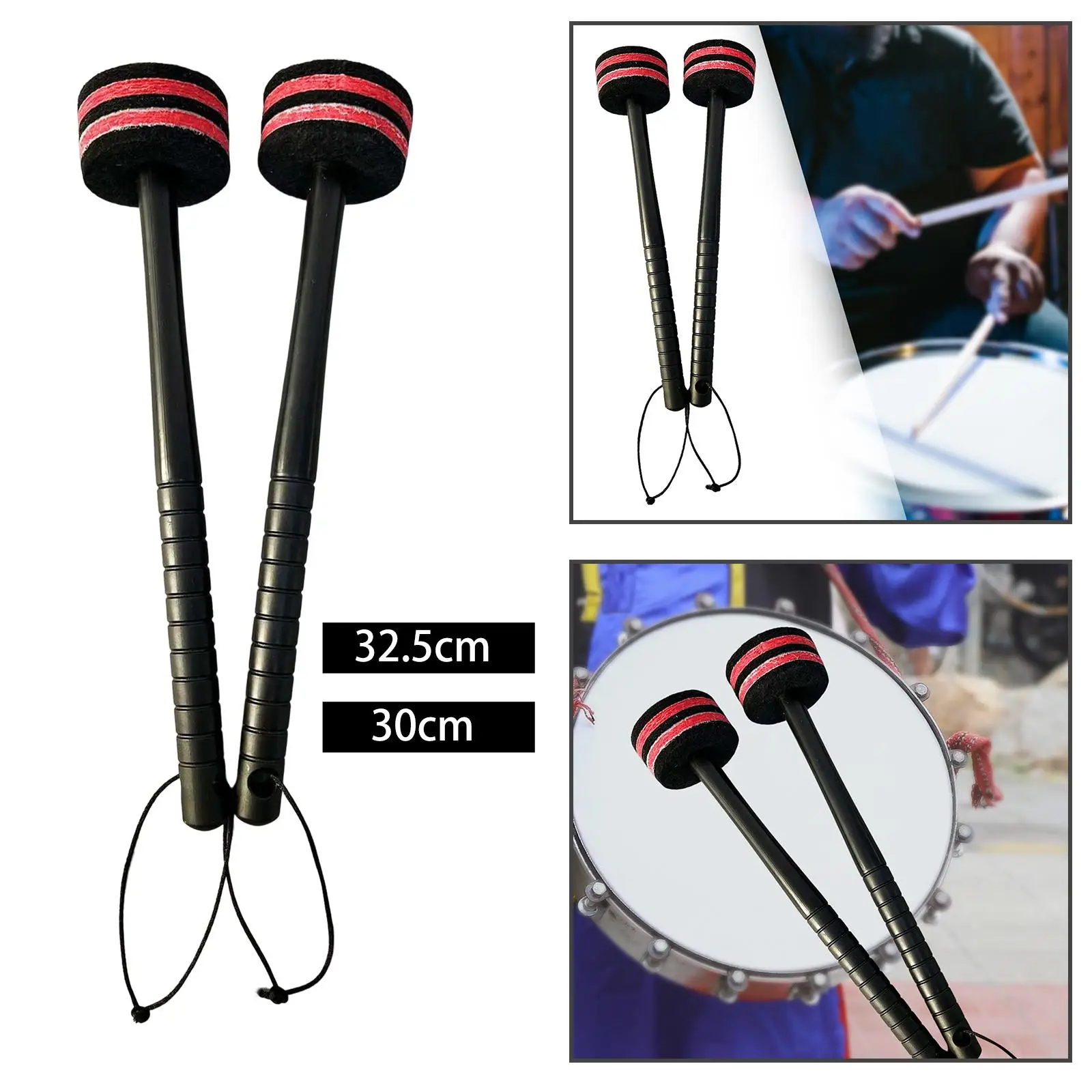 2x Snare Drum Mallet Musical Instrument Accessories Felt Mallet Timpani Mallet Timpani Stick for Child Drummers Adults