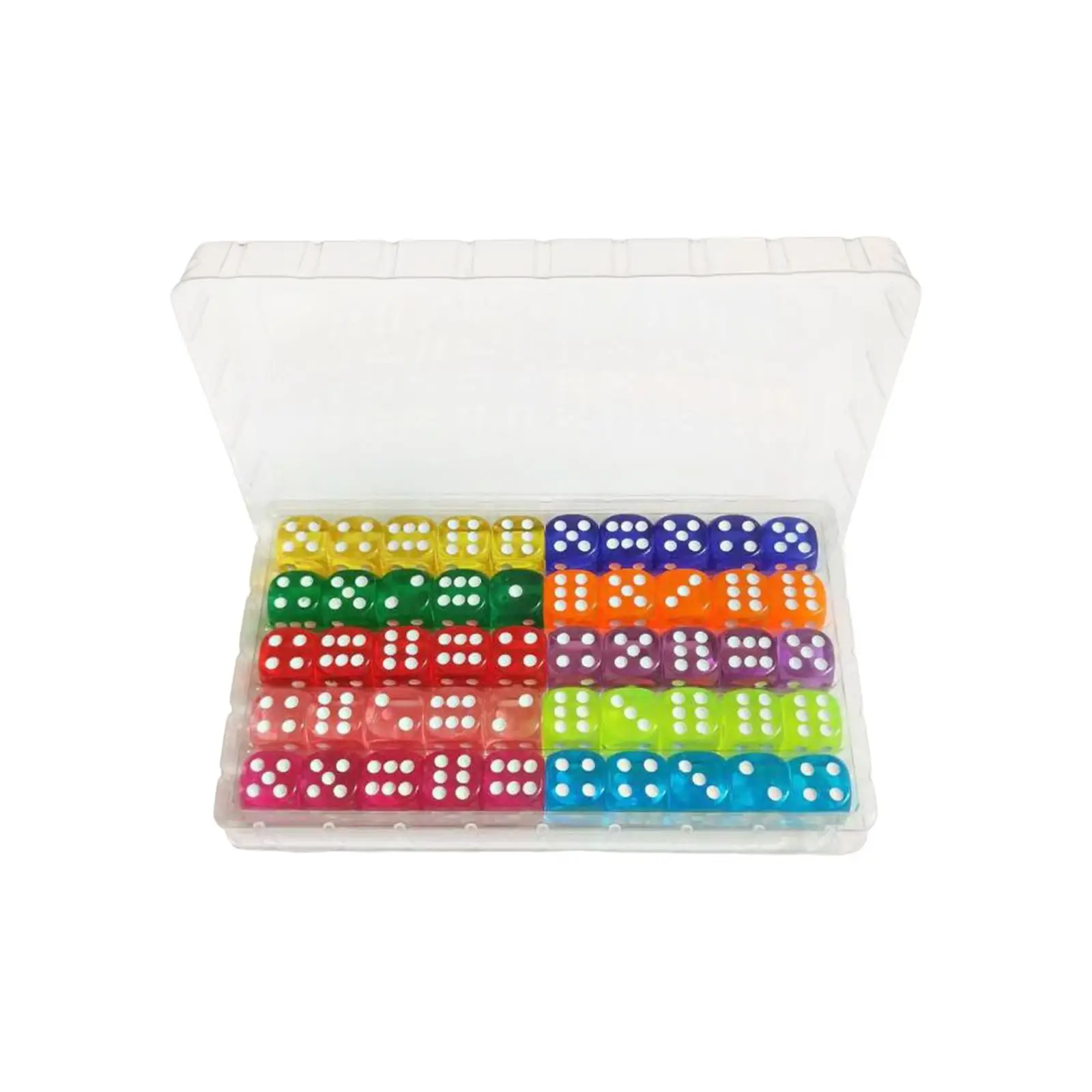 50 Pieces 6 Sided Dices Party Favors Game Dices Entertainment Toys for Board Game Translucent Colors Dices