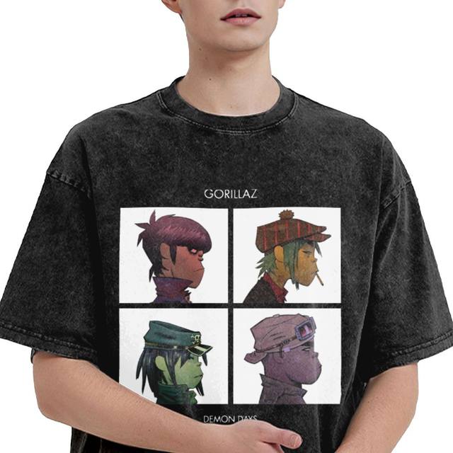 Music Band Gorillaz Demon Days T Shirt Hip Hop Washed Oversize T-Shirts  Fashion Men Women Tops Streetwear Graphic Tees - AliExpress