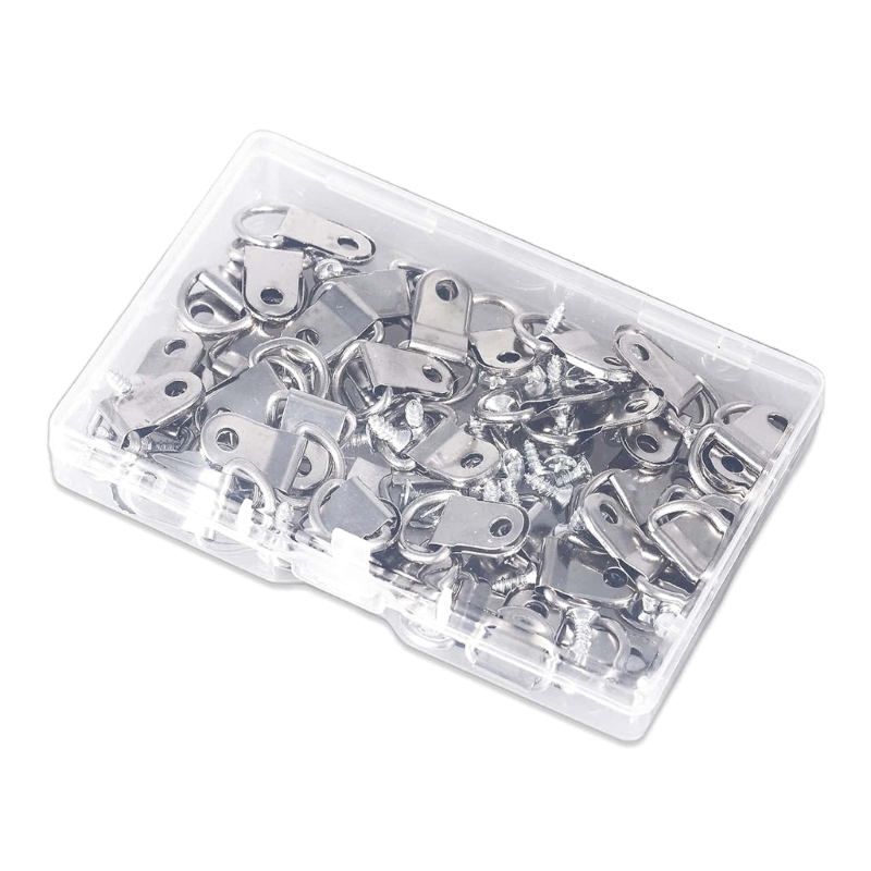 Description Picture 3 of item100pcs D-Rings Hangers Heavy Duty D-Rings Picture Hangers Kits Screws Durable