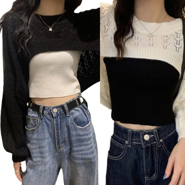New Autumn Women Solid Sweater O-Neck Cropped Sweater Pullover
