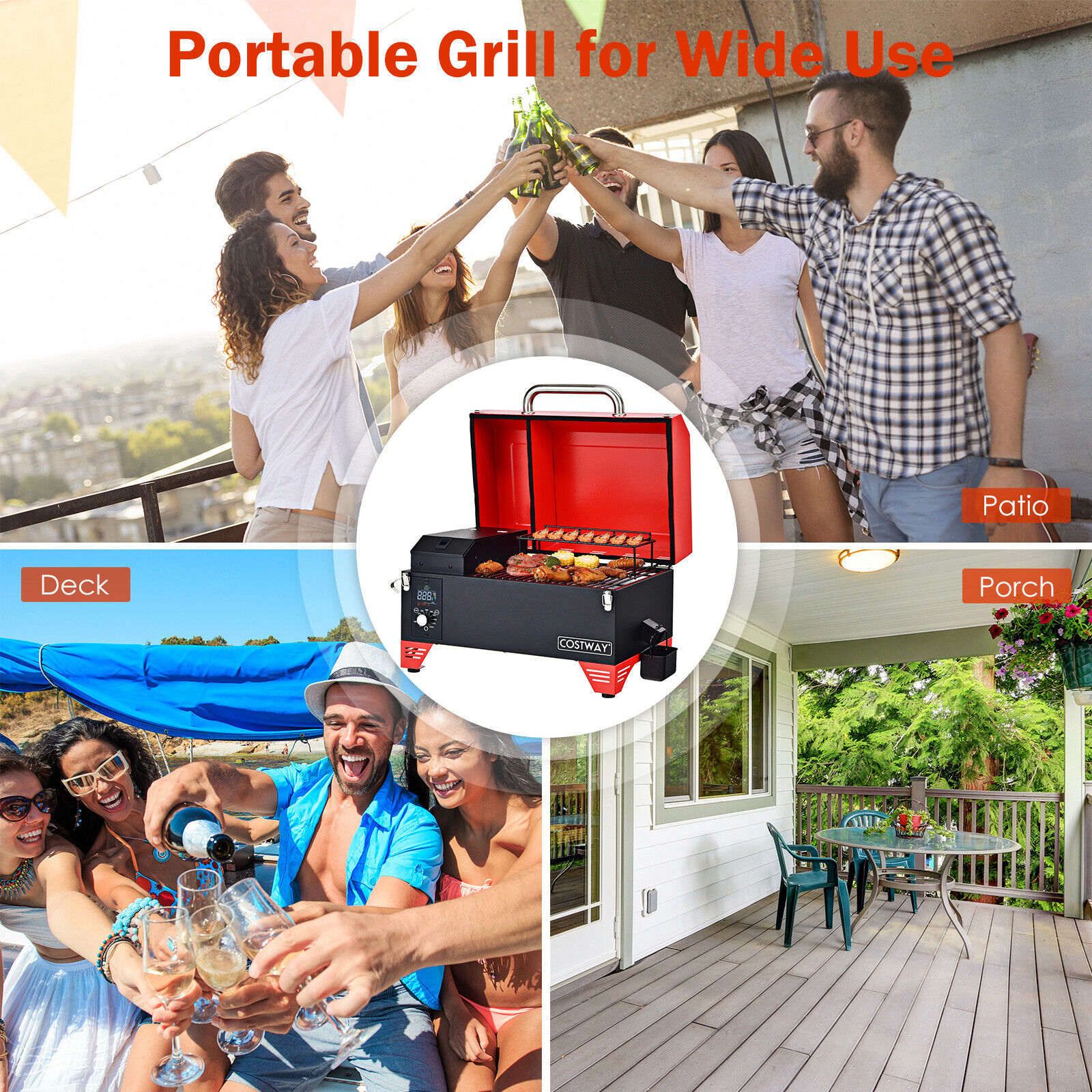 Title 8, Portable Tabletop Pellet Grill Outdoor Smoker B...