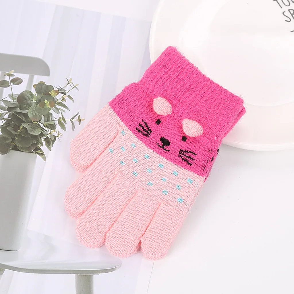 crochet baby accessories Children Kids Boys Girls Winter Cute Cartoon Animal Warm Knitted Gloves Kid Full Finger Stretchy Knitted Gloves Mittens Infant Baby Accessories best of sale