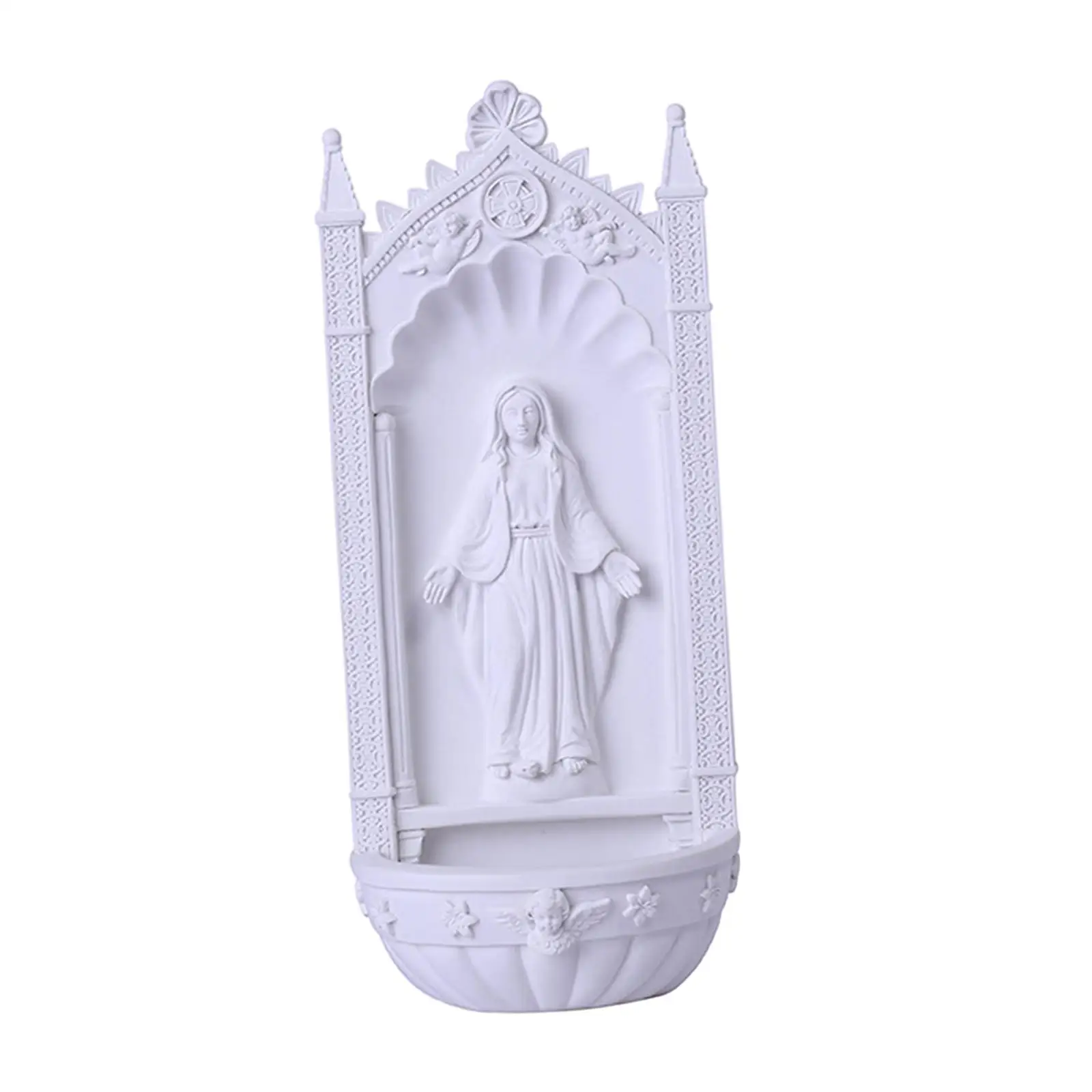 Resin Jesus Statue Wall Hanging Desk Display Christian Blessed Virgin Mary Jesus Figurine Collection for Living Room Decoration