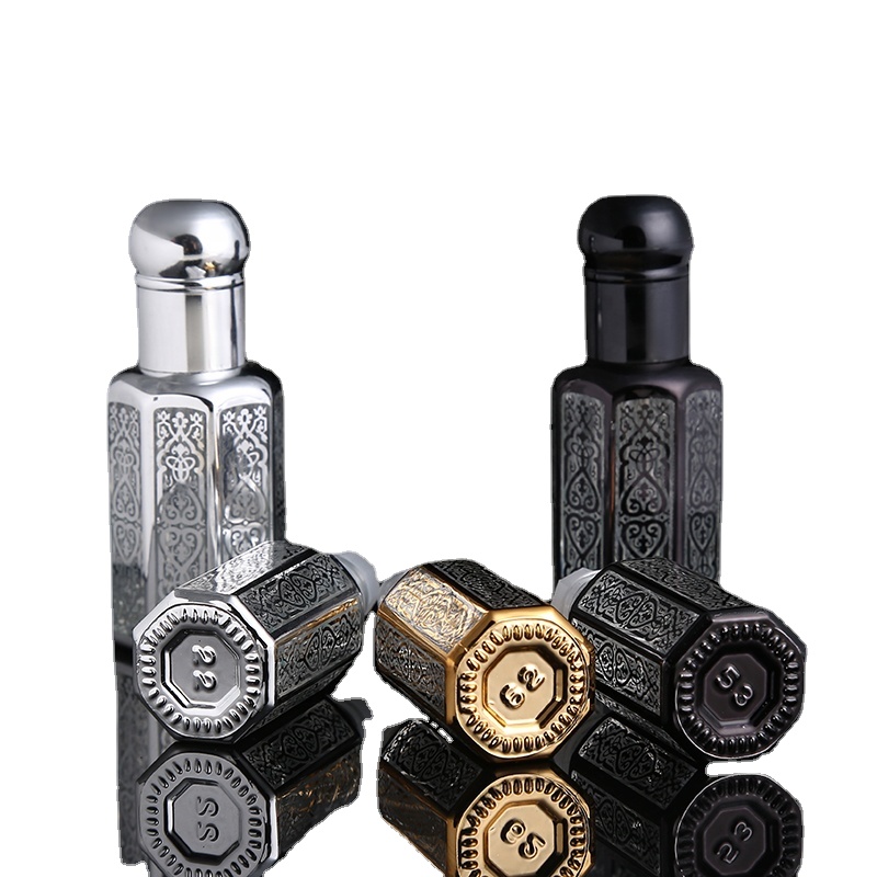 3ml 6ml gold rolle auf glas ätherisches öl flasche attar oud öl glasflaschen mit glas roller glas stick silber schwarz 10 stücke – Detail 2