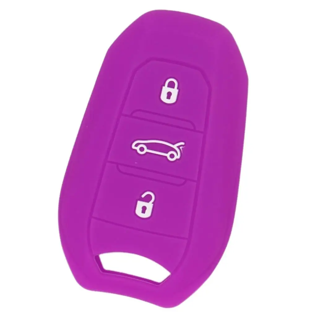 Silicone Car Key Case Cover Fit for AUDI Smart 3 Buttons Remote Key Fob Protective Case Shell Purple