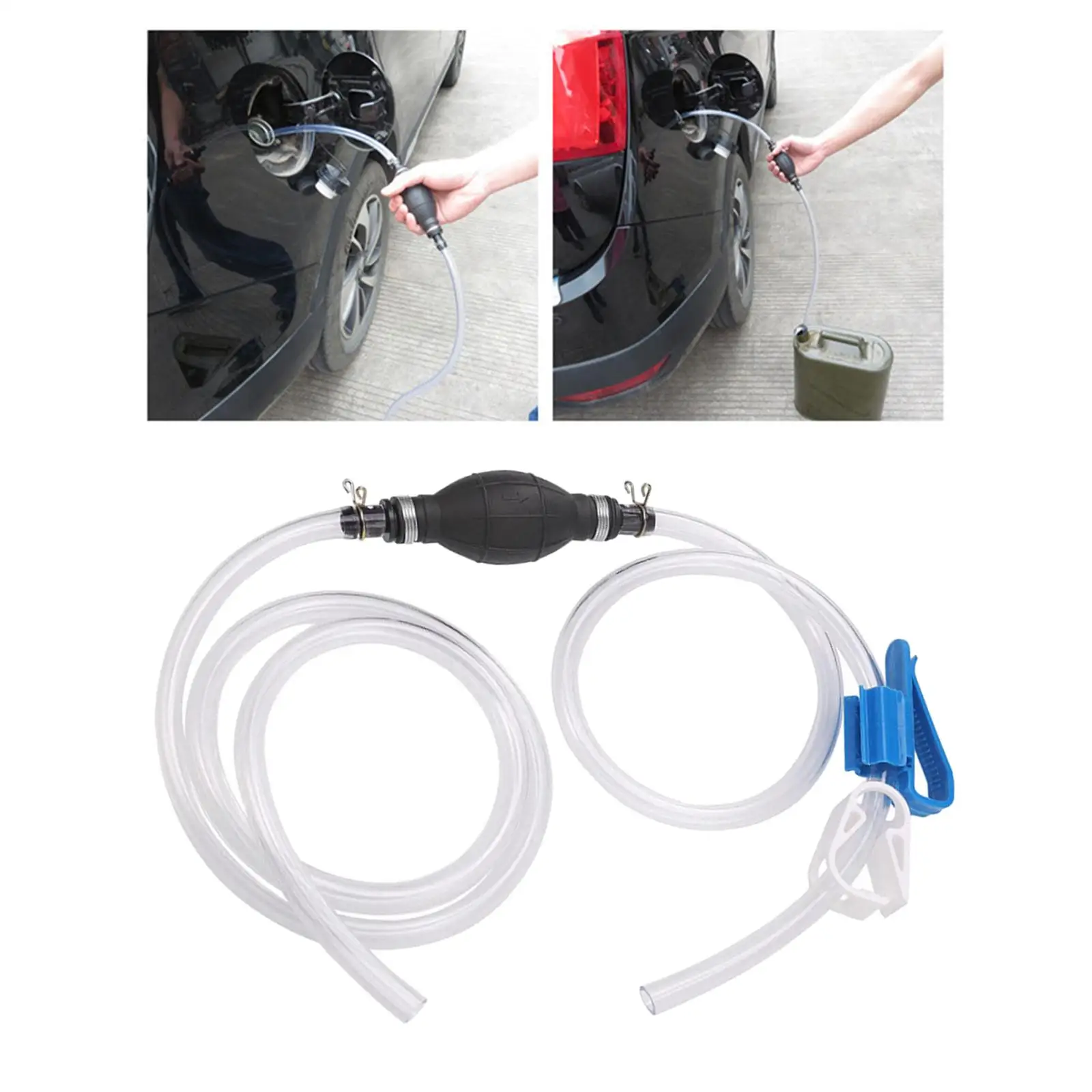 Fuel Transfer Pump, Car Fuel Hand Siphon Pump, with Total 2M Hose, Durable