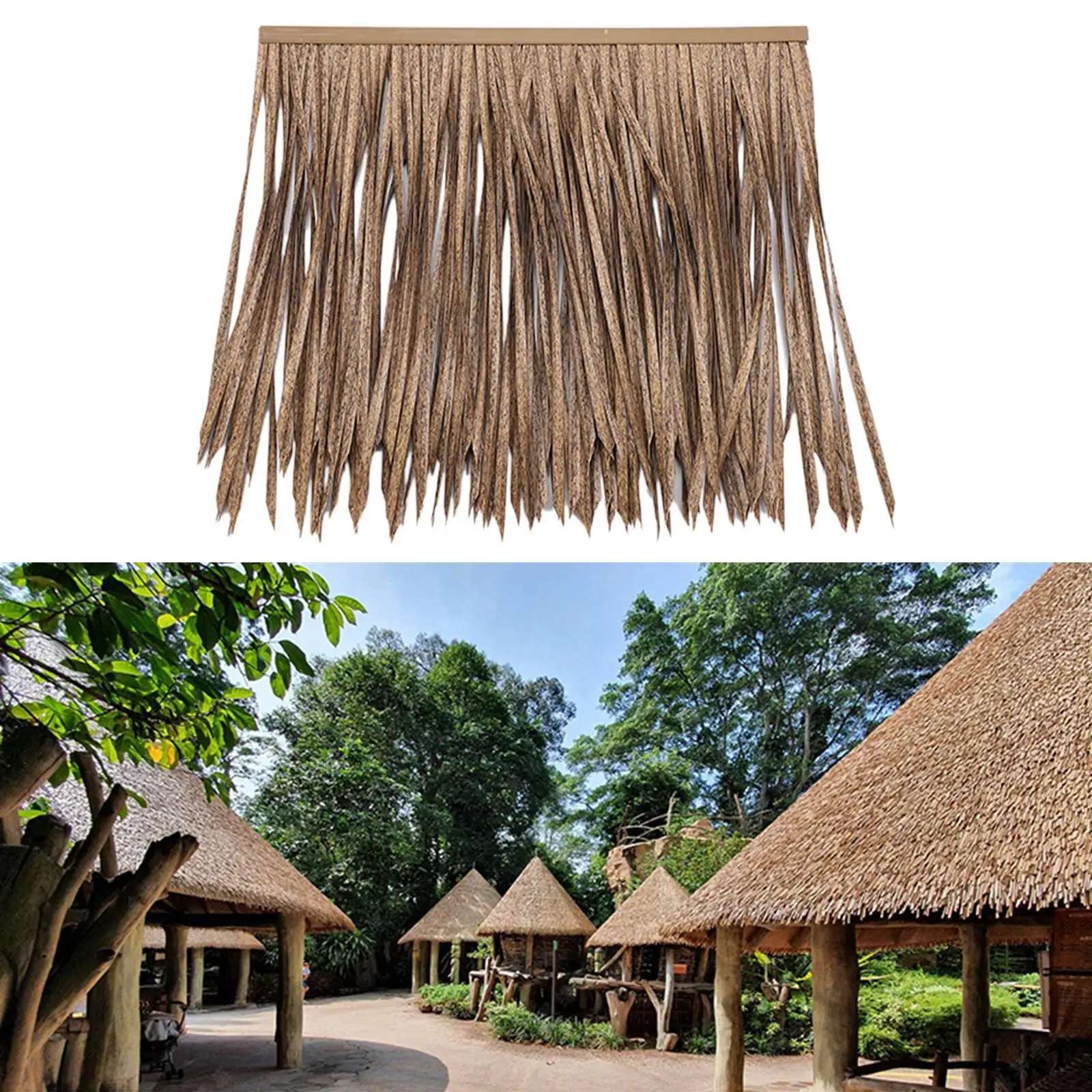 Simulated Thatch Roof Centerpiece Rustic Universal DIY Panel Palm Thatch Roll for Bars Roof Villas Rural Renovation Gazebo Fence