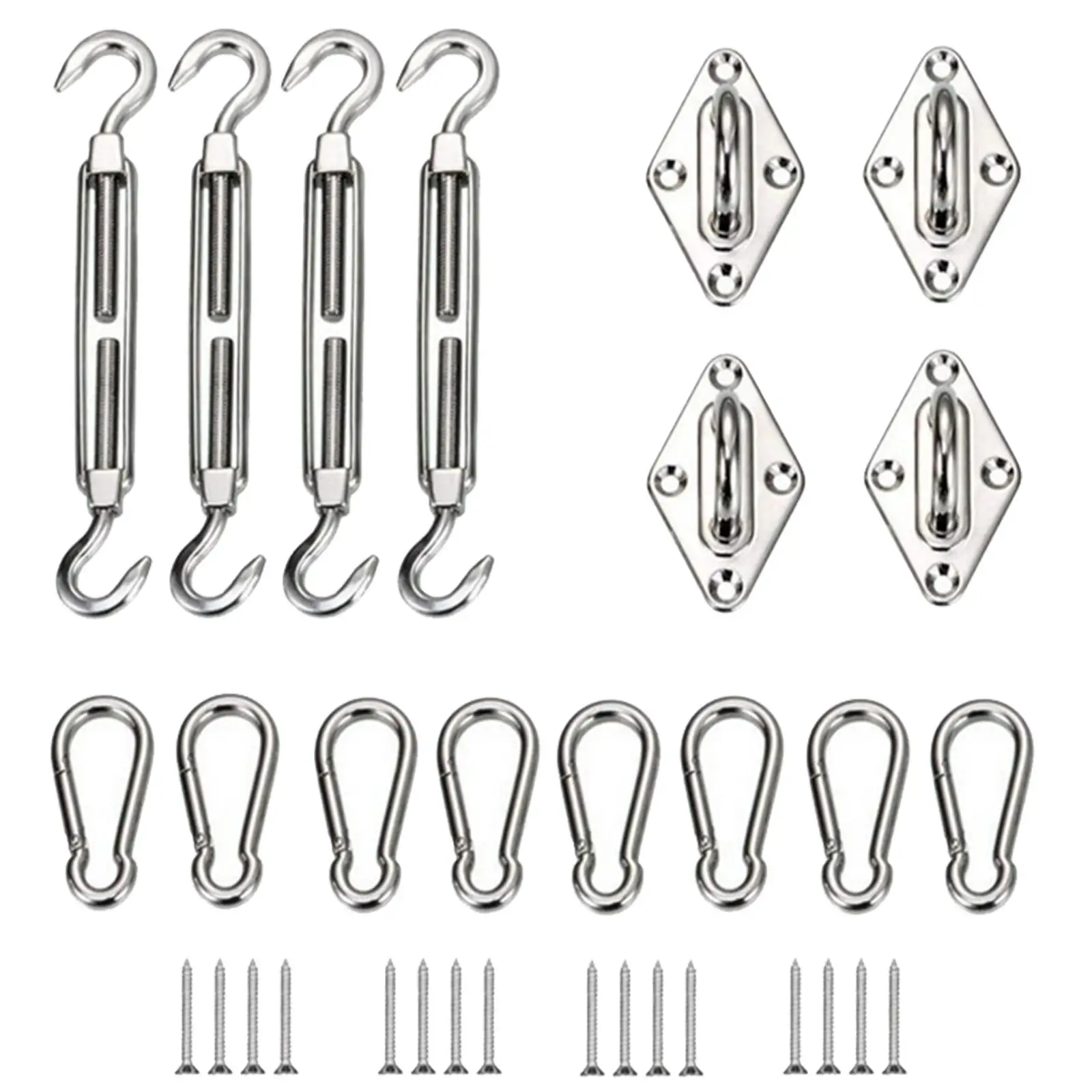 Shade Sail Hardware Kit Pad Eyes Screws Snap Hooks Carabiner Installation for Outdoor Garden Patio Rectangle Shade Sail Canopy