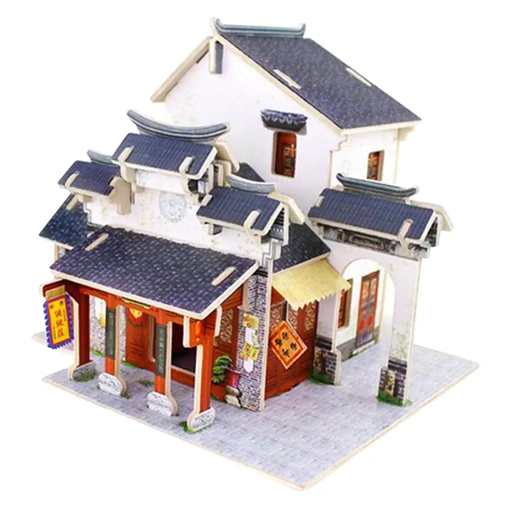 puzzle Wooden Miniature 1/24 DIY Model Chinese Satin Shop