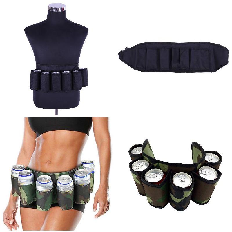 Modischer Bierhalter-Gürtel, tragbar, 6 Stück Bier-/Weinflaschen, Getränkedosen, Trink-Gürteltasche, ideal für Partys, Camping und Outdoor – Detail 8